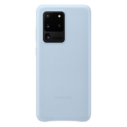 Samsung Galaxy S20 Ultra 5G SM-G988, Műanyag hátlap védőtok, bőr hátlap, világoskék, gyári