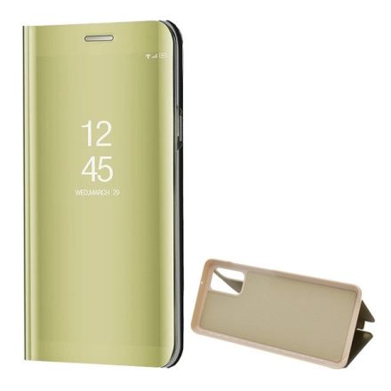 Samsung Galaxy S20 Plus / S20 Plus 5G SM-G985 / G986, Oldalra nyíló tok, hívás mutatóval, Smart View Cover, arany (utángyártott)