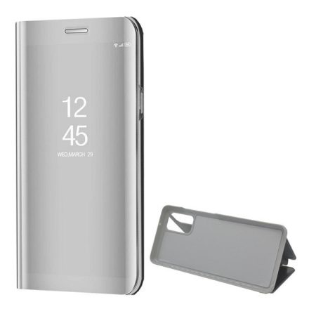 Samsung Galaxy S20 Plus / S20 Plus 5G SM-G985 / G986, Oldalra nyíló tok, hívás mutatóval, Smart View Cover, ezüst (utángyártott)