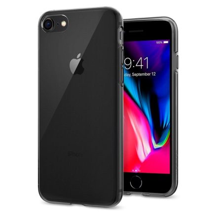 Apple iPhone 7 / 8 / SE (2020), Szilikon tok, Spigen Liquid Crystal, átlátszó/füst