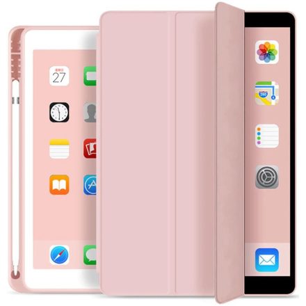 Apple iPad Air (2020) / iPad Air (2022), mappa tok, közepesen ütésálló, érintőceruza tartóval, Smart Case, TP SC Pen, rózsaszín