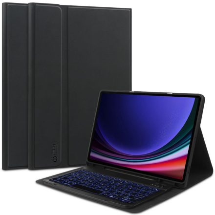 Samsung Galaxy Tab S9 FE Plus (12.4) SM-X610 / X616B, Bluetooth billentyűzetes mappa tok, érintőceruza tartó, TP SC Pen + Keyboard, fekete