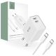 Tech-Protect Hálózati Töltő szett PD35W 2*USB-C + USB-C / USB-C Fehér