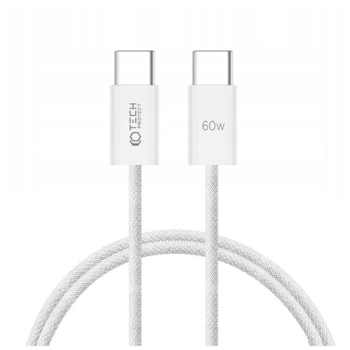 Tech-Protect Ultraboost Kábel USB-C / USB-C PD60W/3A 1m Fehér