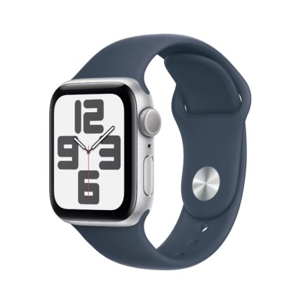 Apple Watch SE (2023) GPS 40mm Silver Aluminium Case with Sport Band S/M - Storm Blue (MRE13QL/A)